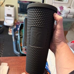 Disney Black Textured Tumbler with 50th Celebration Logo